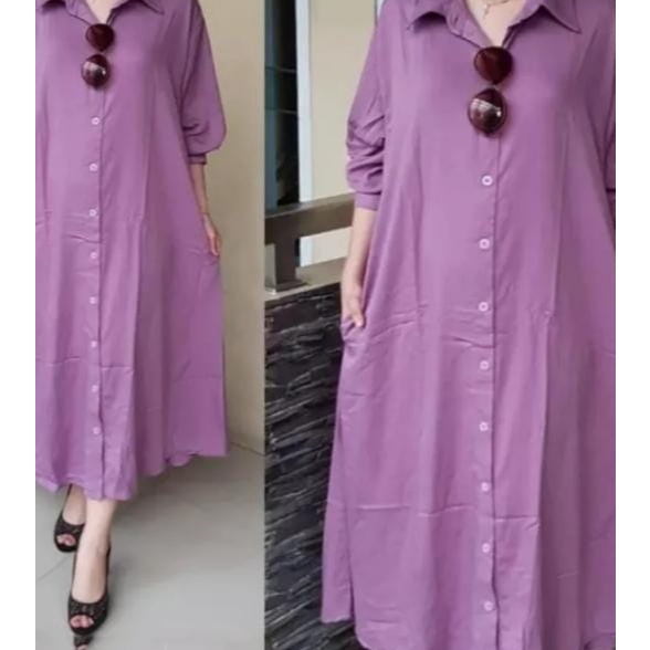 HJ6 Gamis Full Kancing Depan Premium 224 jumbo Busui Motif Polos