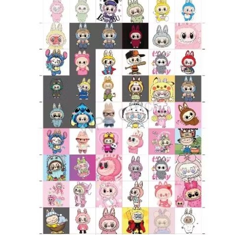 

(54pcs) STIKER dan Ganci Akrilik LABUBU HOLOGRAM VIRAL