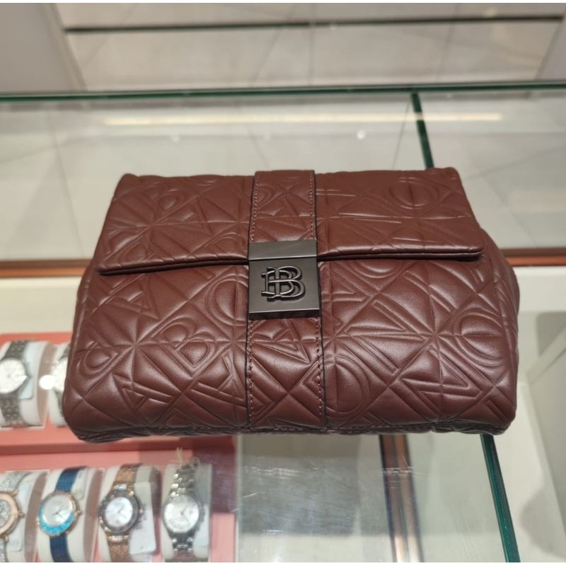 Bonia Original leather men pouch embos 22cm BROWN