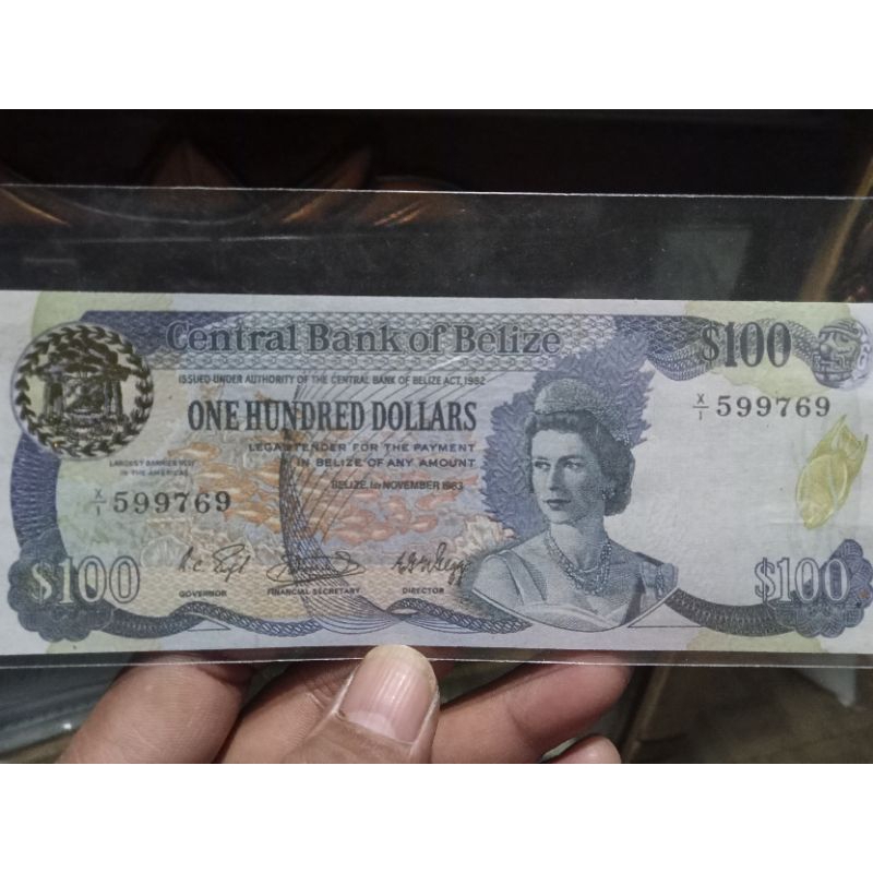 Uang kuno 100 Belize sangat langka dan mahal bukan asli berwatermark