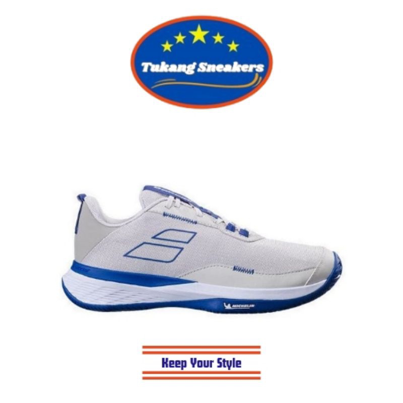 Sepatu Tenis Pria Babolat SFX EVO All Court White Blue BAB30S24555W