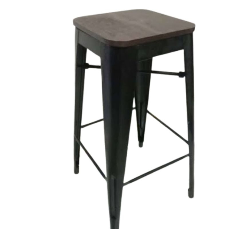 Kursi bar besi alas kayu/kursi tinggi besi alas kayu