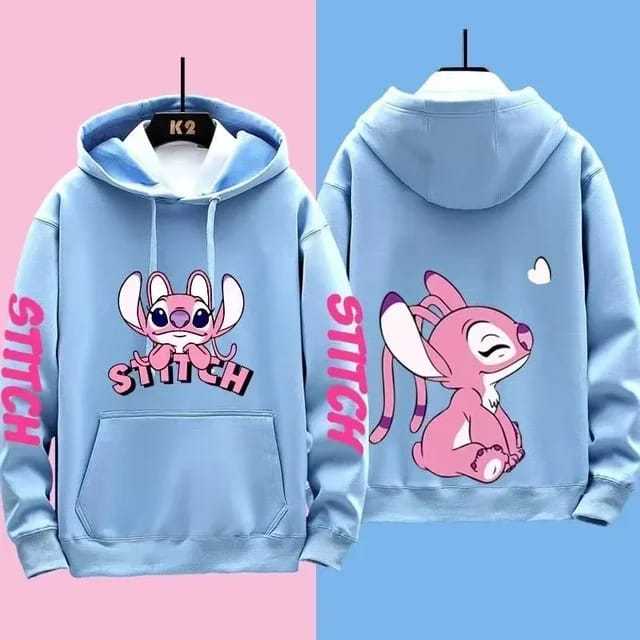 Hoodie Anak Polos Sweater Kekinian Hoodie STITCH PINK Jaket Anak Bahan Fleece Baju Anak Terbaru Paka