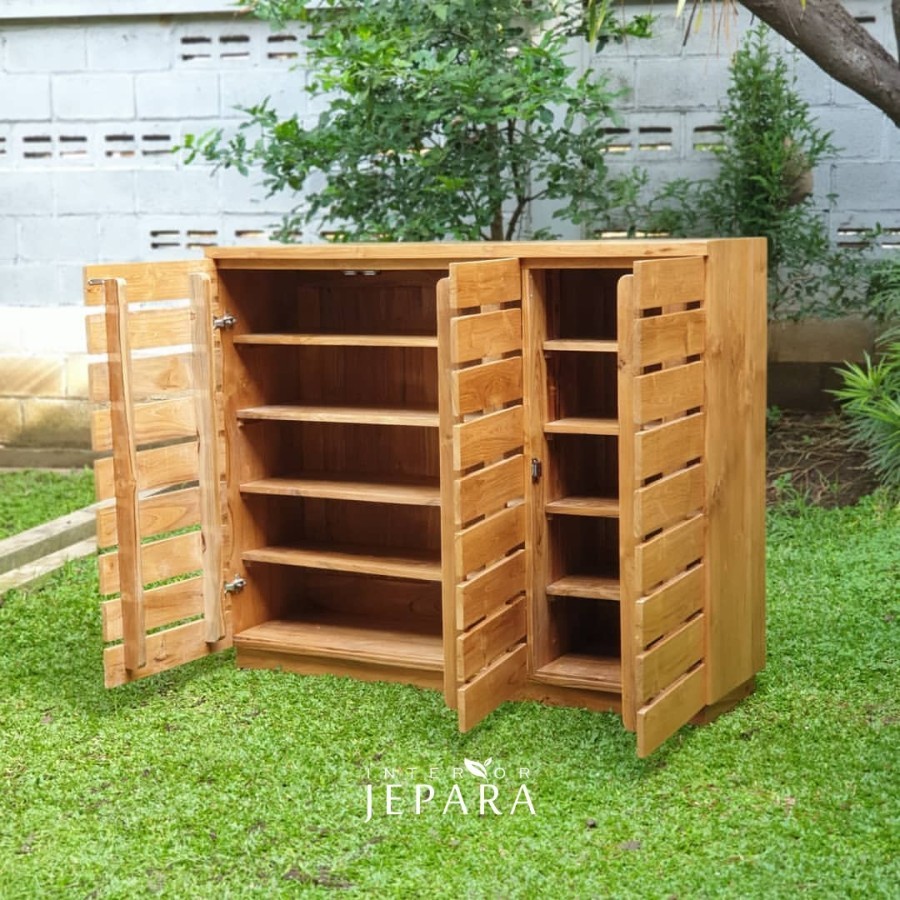 Rak Sepatu & Sandal Aksen Palet Kayu Jati