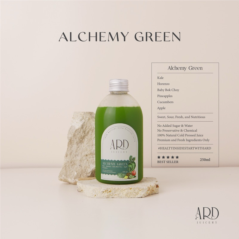 

ALCHEMY GREEN 250ML - ARD Juice Cold Pressed Juice 100% Fresh & Organic (Vegetable Juice)