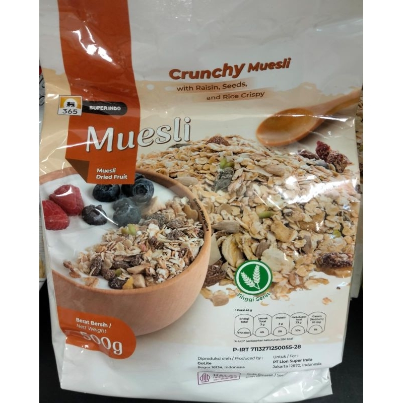 

365 MUESLI DRIET FRUIT PCK 500gr (kemasan baru)