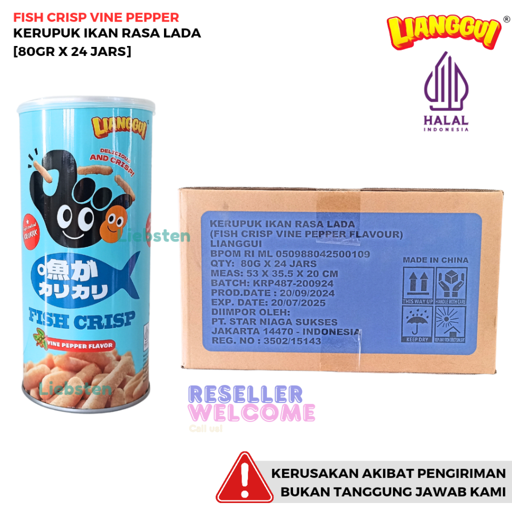 

Lianggui Kerupuk Ikan Fish Crisp 80 Gr [1 Dus, Isi 24 Jars]