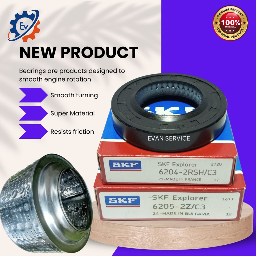 LAHER/ BEARING SKF 6204 2RSH/C3 - 6205 2Z/C3 MESIN CUCI SAMSUNG/ Seal 30x52x10/12