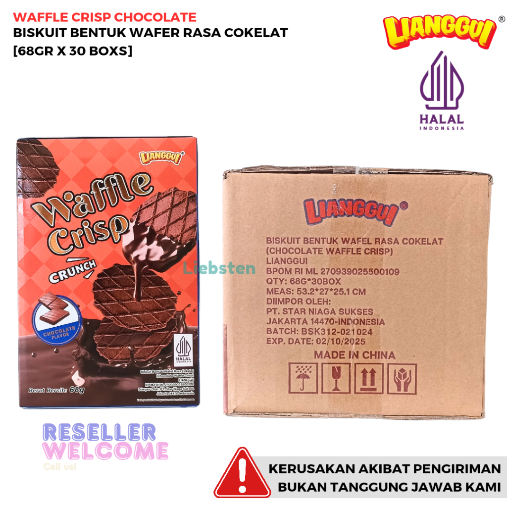 

Lianggui Biskuit Wafer Waffle Crisp 68 Gr [1 Dus, Isi 30 Boxs]