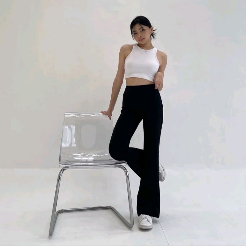 Flare Pants - Highwaist Flare Pants - Celana Kulot Semi Cutbray Wanita Scuba Premium