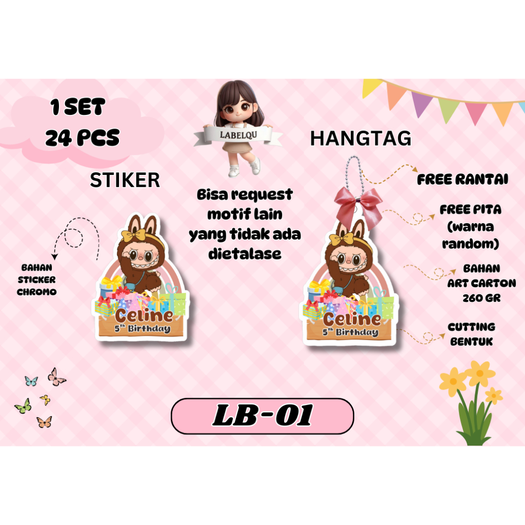 

Ay00! (24 PCS) HANGTAG STICKER BIRTHDAY ULANG TAHUN / KARTU UCAPAN HAMPERS ULANG TAHUN MOTIF ANAK