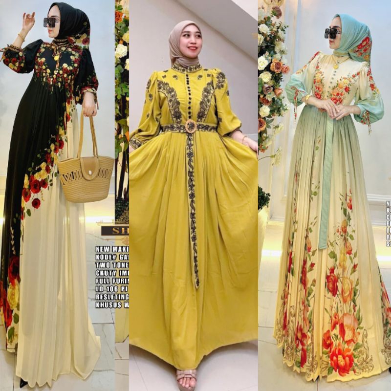 NEW SHR ORI Terbaru Gamis Ceruty Full Furing