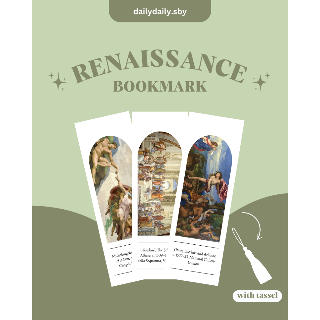 

[3 pcs] Renaissance Paintings Bookmark Set Pembatas Buku Lukisan