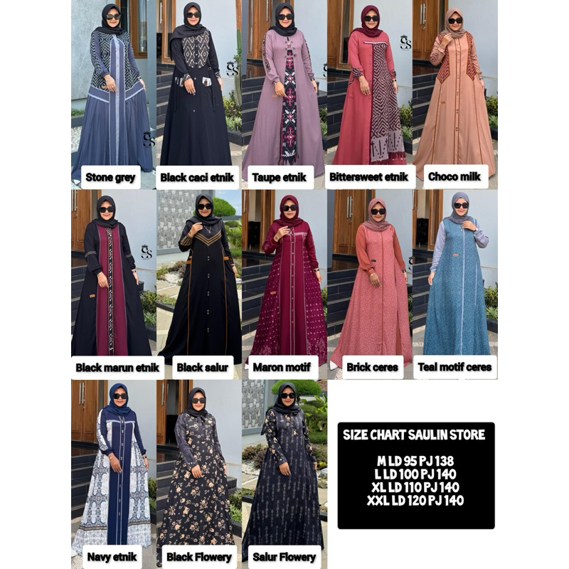 Dress/ Gamis motif Saulin store katalog baru ori SAULIN STORE