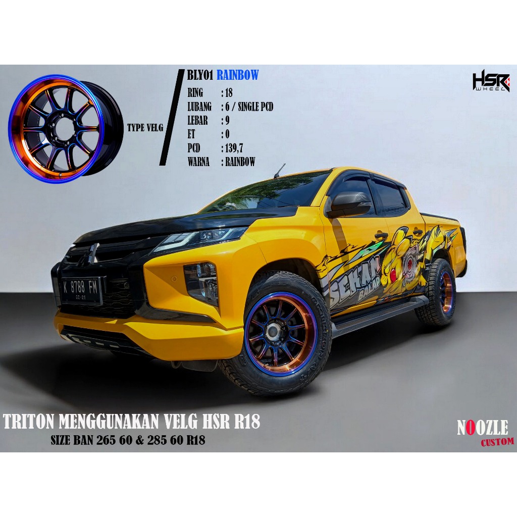 Velg Mobil Triton Pajero Hilux Ring 18 Pelek Mobil R18 Lubang 6 Type HSR Toboali Warna Velg Bunglon