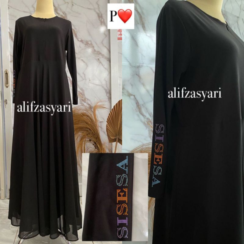DRESS SISESA PRELOVE HITAM POLOS SWARO BESAR
