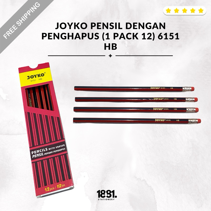 Joyko Pensil Dengan Penghapus 6151 HB ( 1 pack 12 )