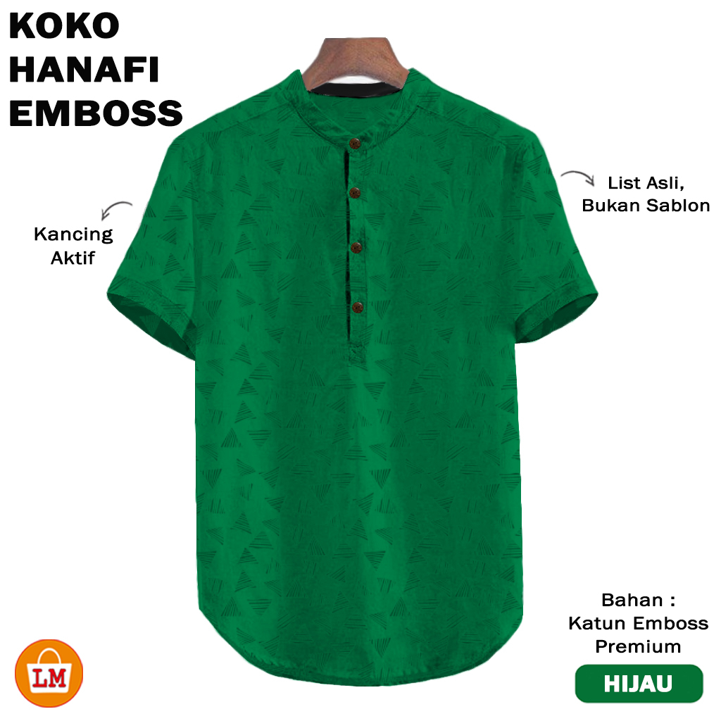 abid - terbaru baju koko kemeja kurta polos emboss katun adem premium pria laki laki dewasa jumbo le