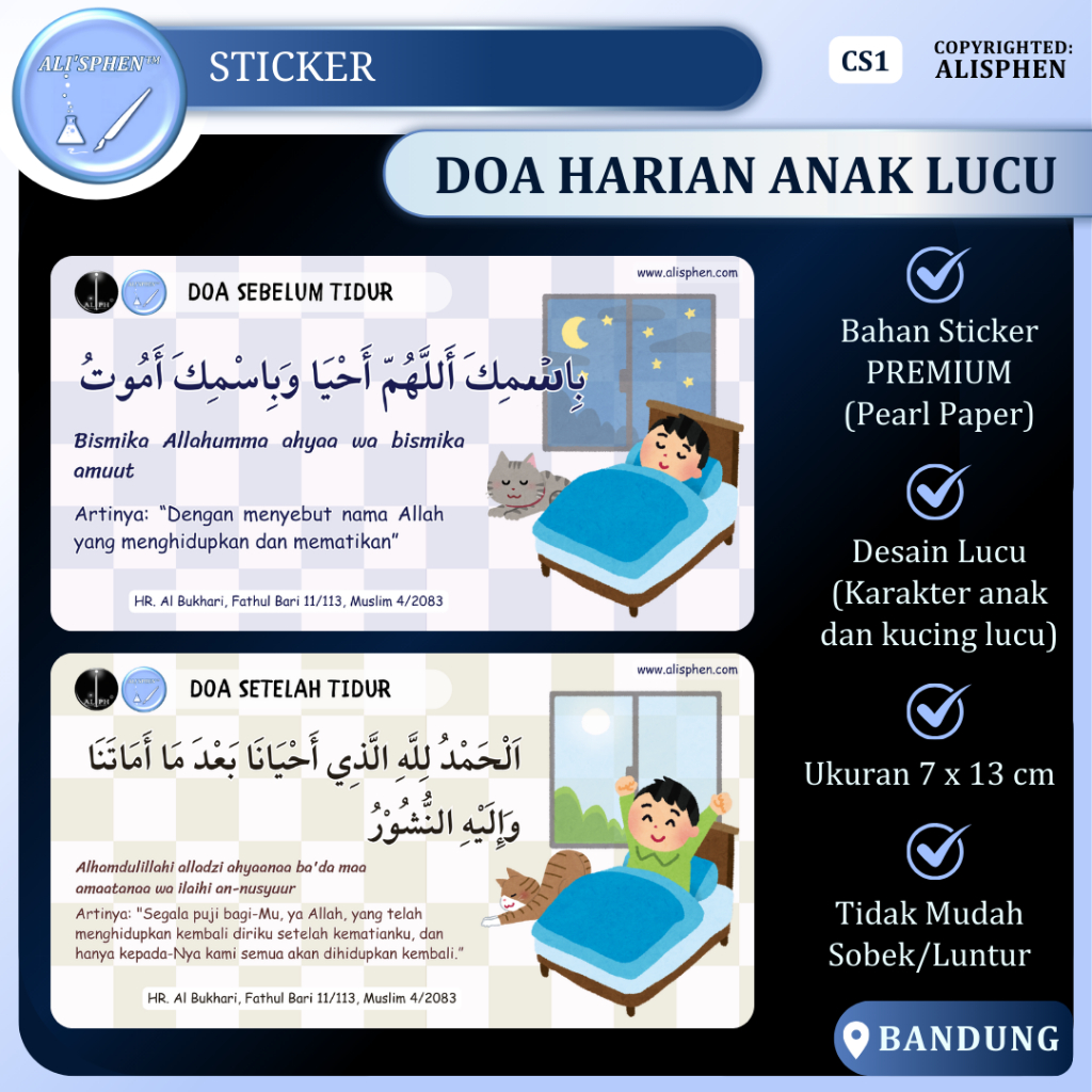 

Sticker Doa Harian Anak-Anak | PREMIUM Glossy Paper | Desain lucu dengan karakter anak dan kucing | Sticker kucing lucu