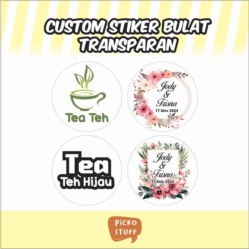 

[100 PCS] CUSTOM STIKER BULAT LABEL TRANSPARAN