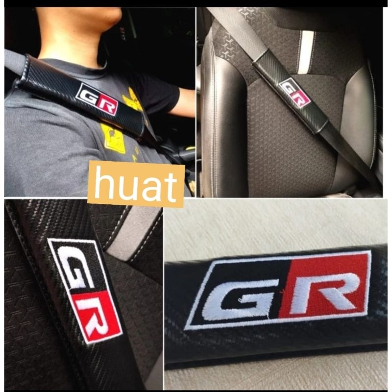 sarung cover seat belt carbon mobil toyota raize logo GR bordiran