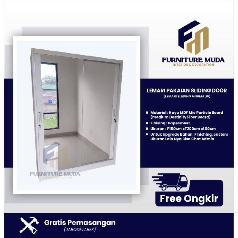 LEMARI PAKAIAN SLIDING  DOOR/LEMARI PAKAIAN  SLIDING  FULL CERMIN/LEMARI SLEDING MINIMALIS/LEMARI BA
