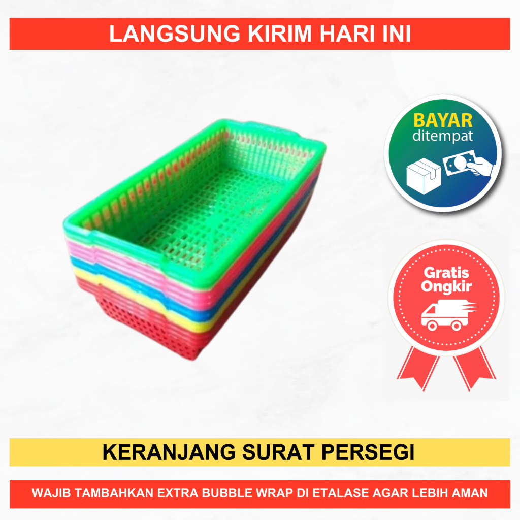 Keranjang plastik surat segi panjang kecil serbaguna plastik