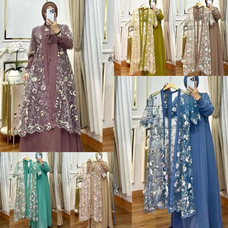 BAJU DRESS GAMIS BUSUI BRUKAT BROKAT PESTA KONDANGAN ARISAN NIKAHAN LEBARAN WANITA MUSLIM ELSIA M/L 