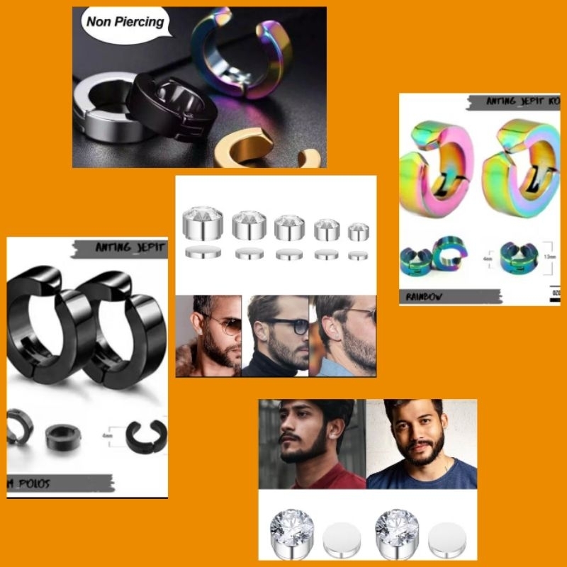 anting magnet titanium non tindik pria wanita kualitas anti karat untuk pria keren