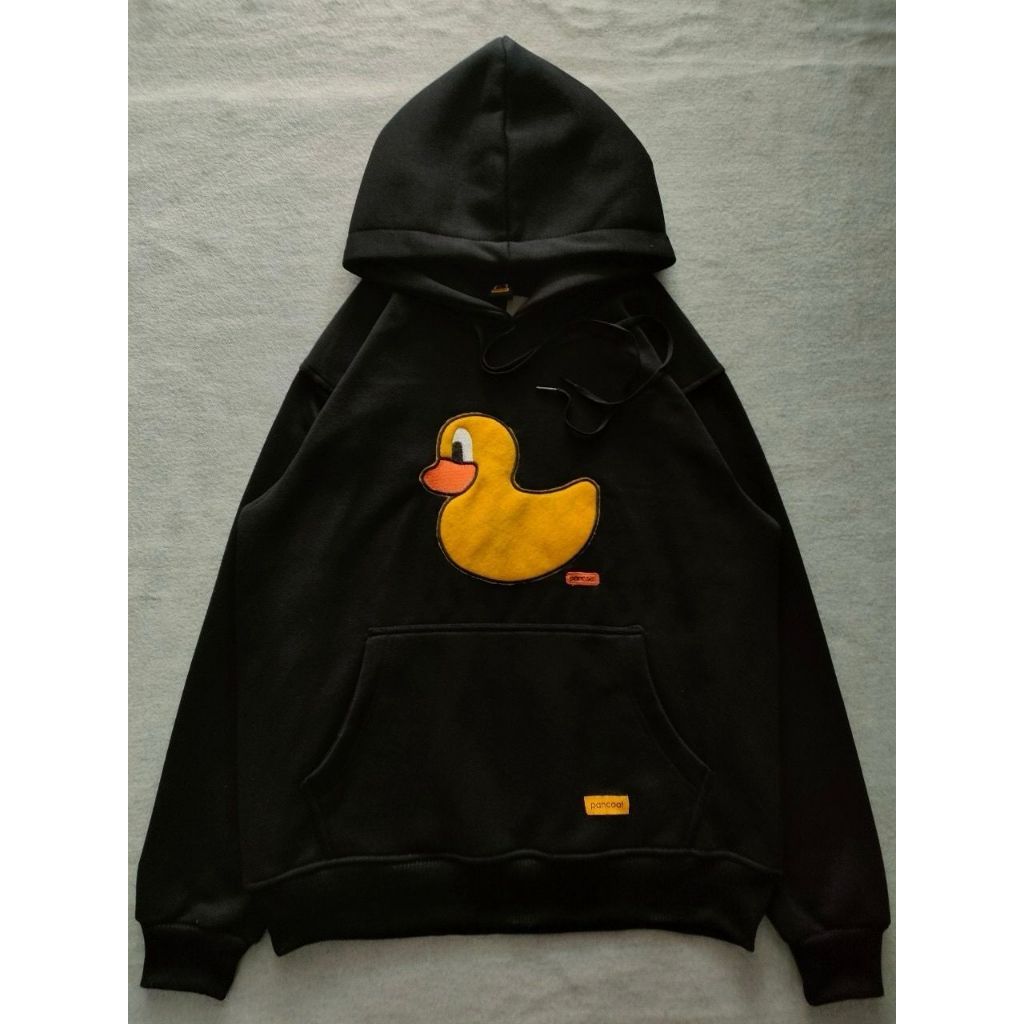 jaket zipper pancoat duck bordir pria wanita premium/ hoodie bahan cotton fleece tebal ootd fashion 