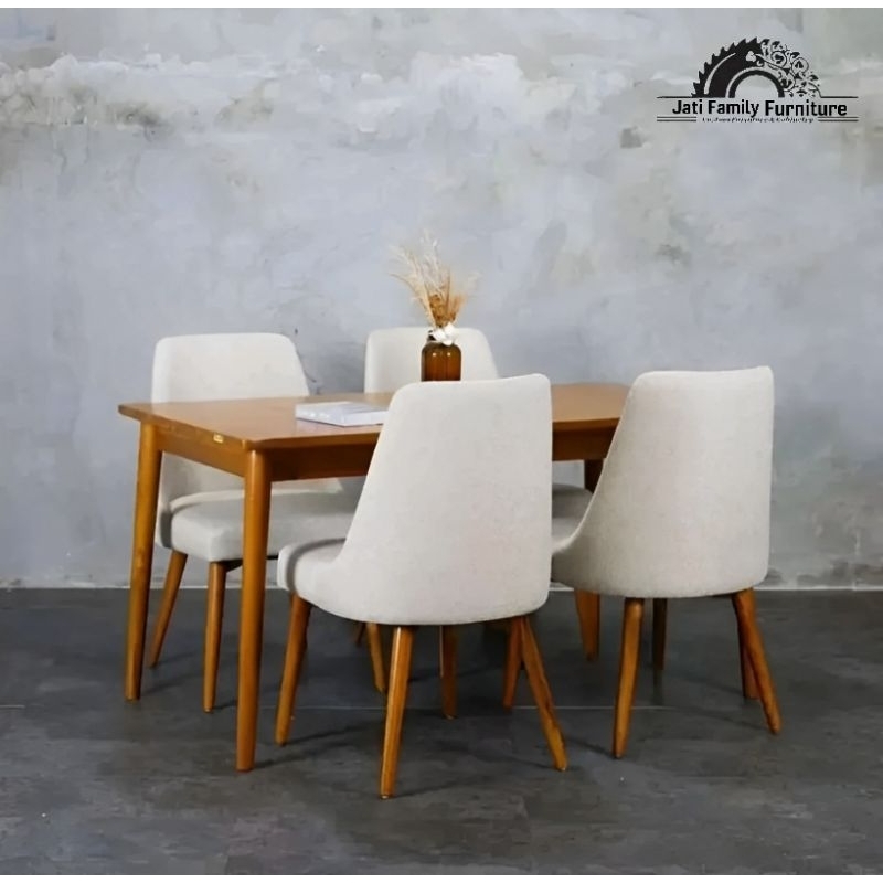 Meja Makan Minimalis 4 kursi Sofa Kayu Jati Uk 120 x 60 x 80