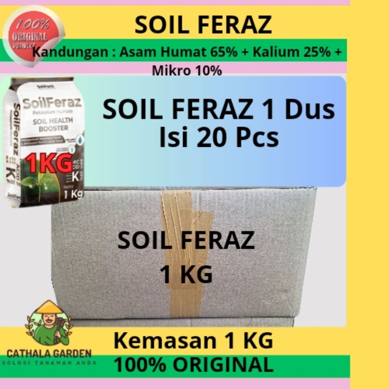PUPUK SOIL FERAZ KEMASAN 1KG 1 DUS ISI 20 BUNGKUS | PUPUK PEMBENAH TANAH KANDUNGAN ASAM HUMAT 65% + 