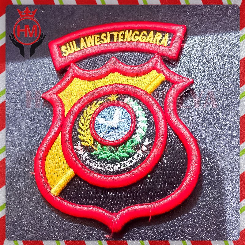 Emblem Bordir Logo Polda Sulawesi Tenggara Badge Bordir Polda Sultra - HM