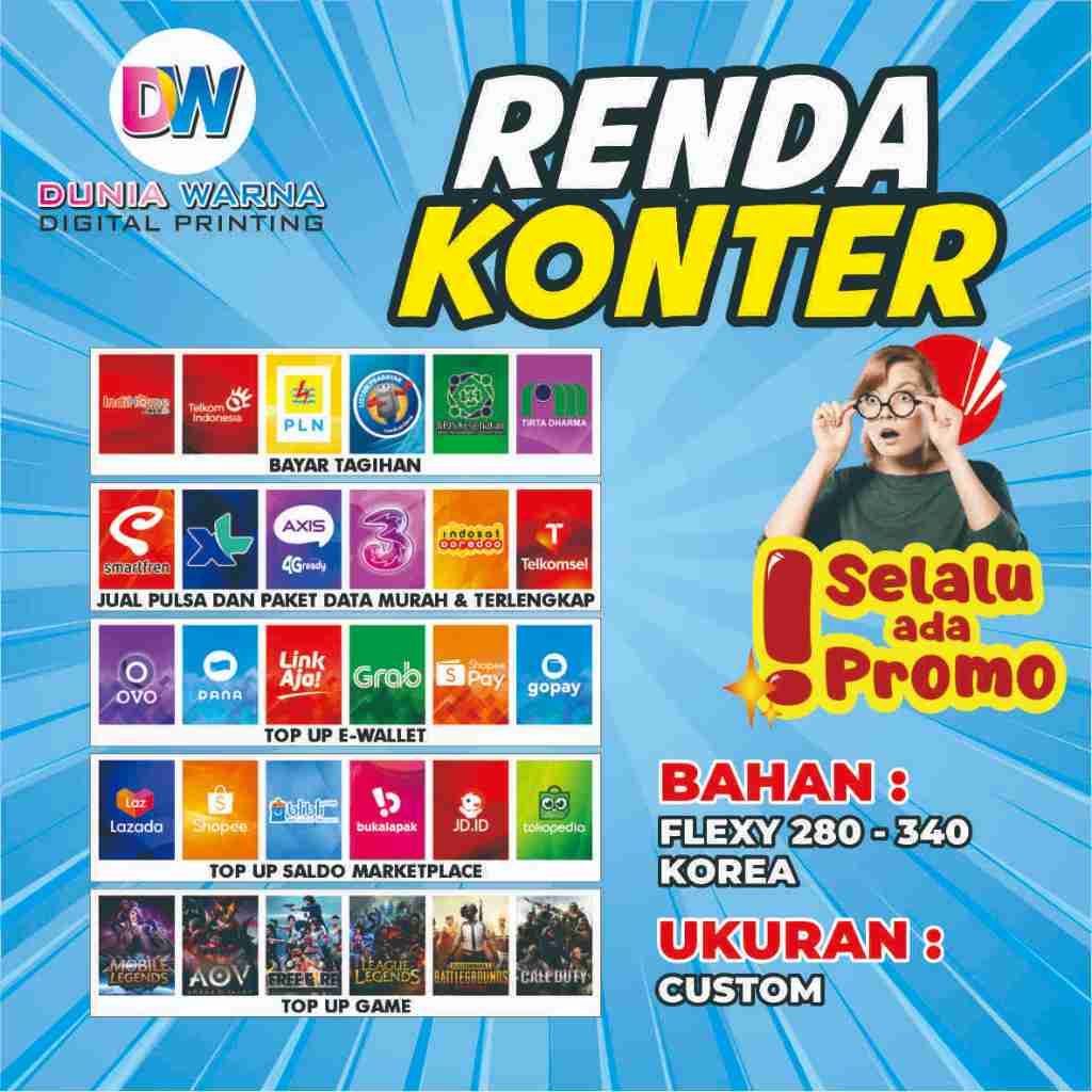 Banner Spanduk Konter Murah/ Banner Konter / Renda Konter Lanskap (BISA COD)