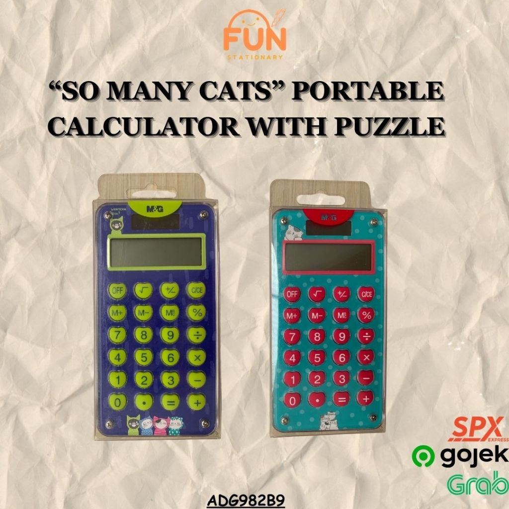 

M&G "SO MANY CATS" PORTABLE CALCULATOR WITH PUZZLE