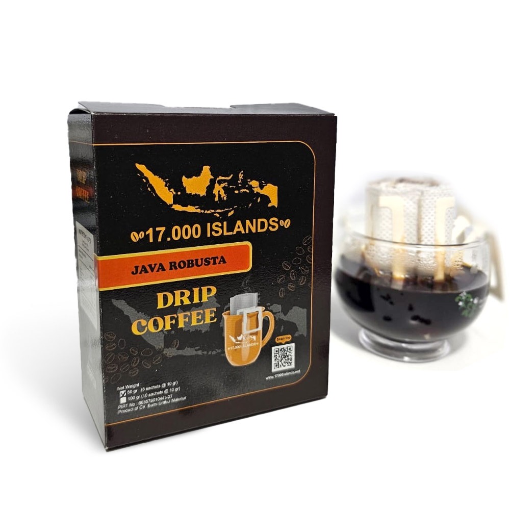 

17000 Islands Drip Bag Coffee kopi drip Java Robusta - 5 Sachets