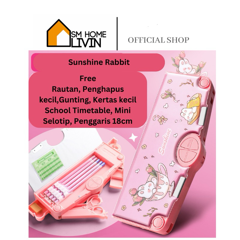 

SM HOME- KOTAK PENSIL HARD CASE MAGNET SUNSHINE RABBIT PENCIL CASE CEWE PEREMPUAN GIRL LUCU PREMIUM