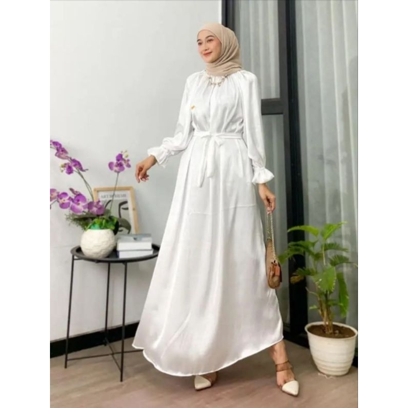 Gamis Casandra Cradenza Shimmer Silk Gamis Dress Raya Cradenza Santorini