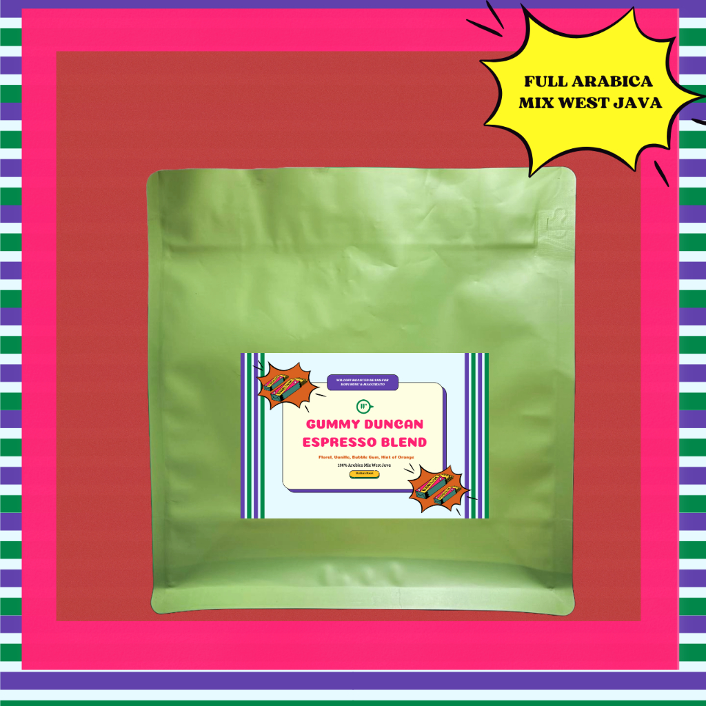 

Kopi Arabika GUMMY DUNCAN ESPRESSO BLEND kopi Bubuk Biji Arabica Roasted Coffee Beans by Wilcoff 1 kg