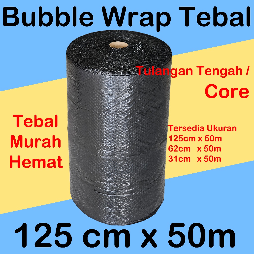 

BUBBLE WRAP Tebal 125cm x 50m Hitam Core - Pembungkus Plastik Roll 125 cm x 50 m