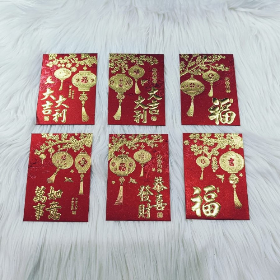 

Angpao Imlek Netral 4102 Import Isi 6 Mix Motif Bahan Glitter Embos Mewah