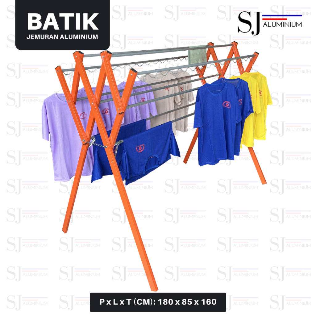 Jemuran BATIK - Jemuran Baju Aluminium - Jemuran Pakaian Aluminium - Jemuran Handuk Lipat - Jumbo 18