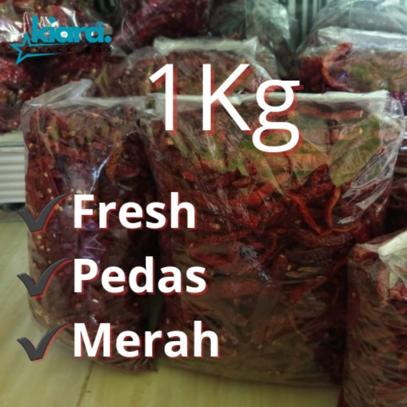 

[ 1 KG ] Cabe Rawit Merah Kering 1 Kilo Gram - Cabai Merah Tanpa Tangkai Super Extra Pedas Fresh - Cabe Kriting Kering - Cabai Pedas Bumbu - Cabe Untuk Seblak Pedas Banget - Cabai Rawit Merah Kering Harga Murah - Supplier Distributor Petani Cabe Merah