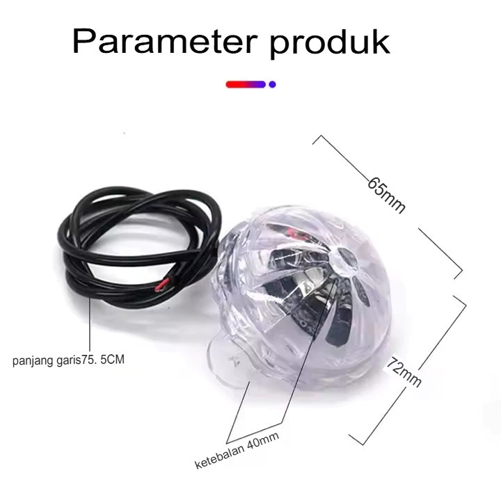 Lampu Kolong LED Bulat RGB Motor Mobil Truk Bus 12V - 24V  Hexagonal