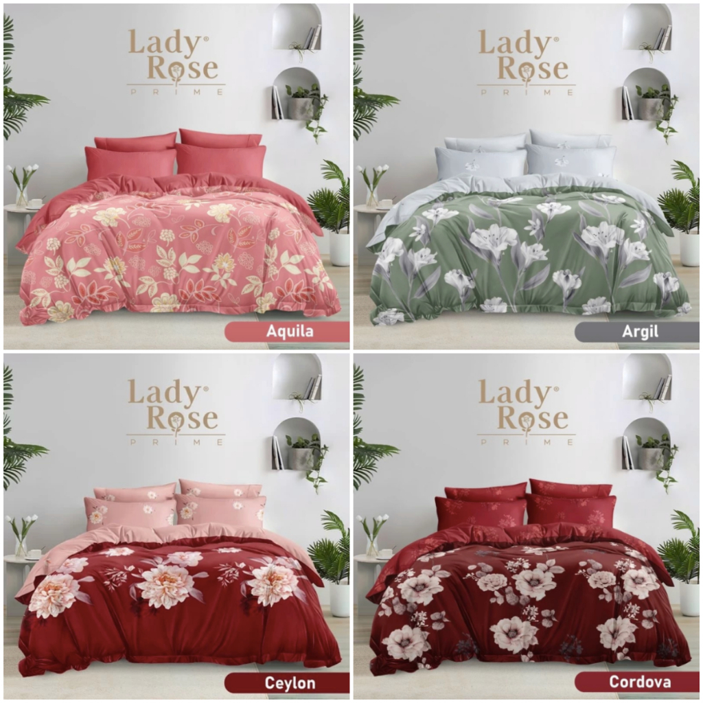 Bedcover Lady Rose Size 180 x 200 King ( 6 kaki ) Motif Bunga 2