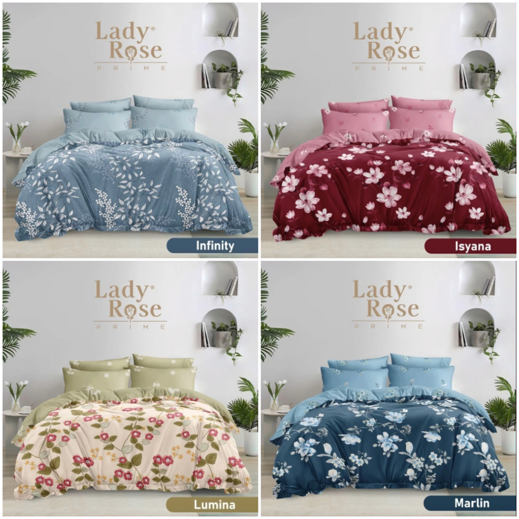Bedcover Lady Rose Size 180 x 200 King ( 6 kaki ) Motif Bunga