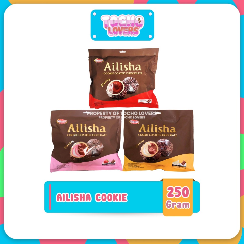 

Ailisha Cookie Coated Chocolate 250g Cokelat Strawberry Milk Chocolate Taste