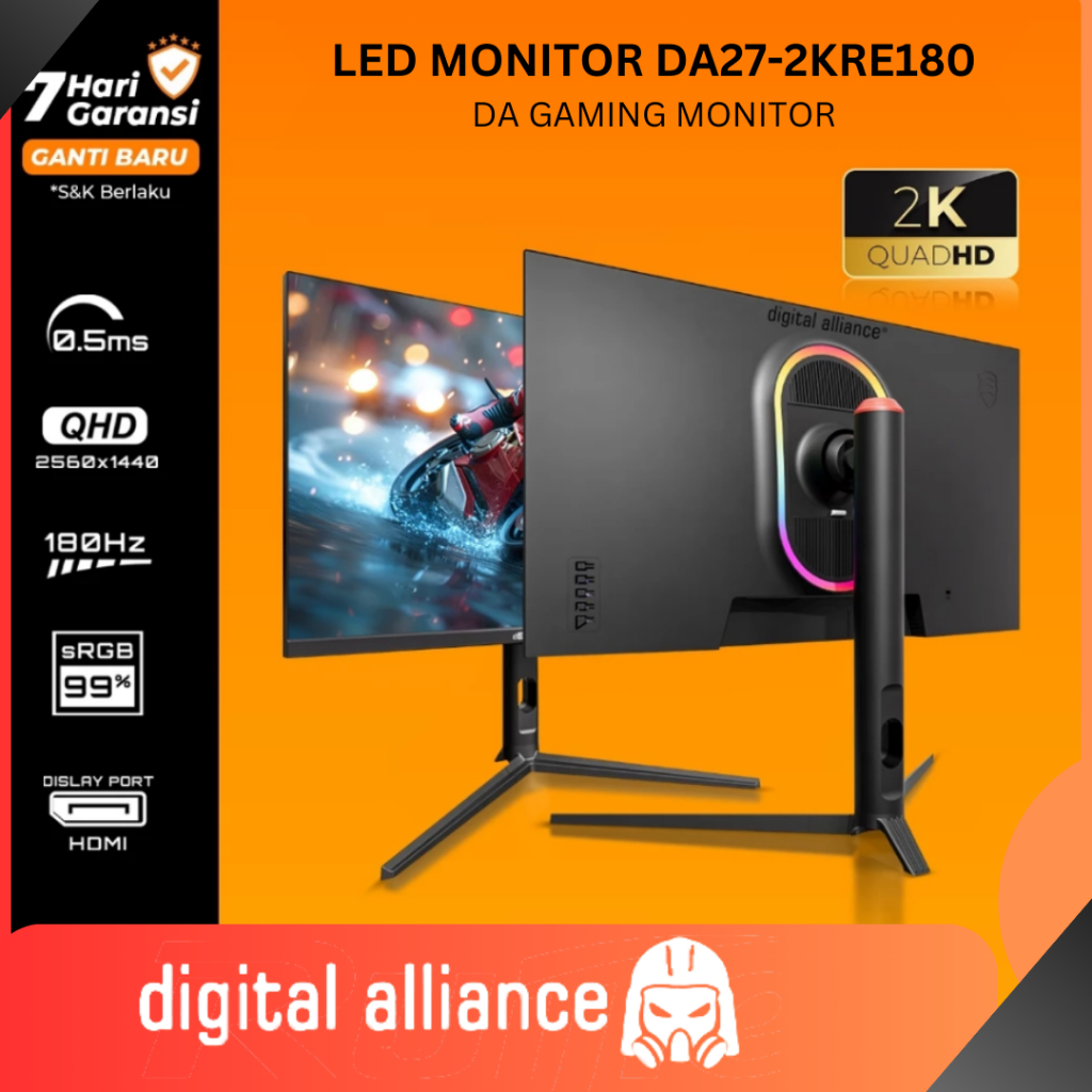 Monitor Gaming Digital Alliance 27" 180Hz IPS 2K 1ms 99% SRGB DA27-2KRE180