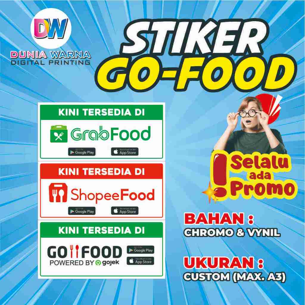 STIKER LAYANAN PESAN ANTAR// GOFOOD, GRABFOOD, SHOPEEFOOD, (Tempel dinding/kaca) Stiker vinyl Murah 