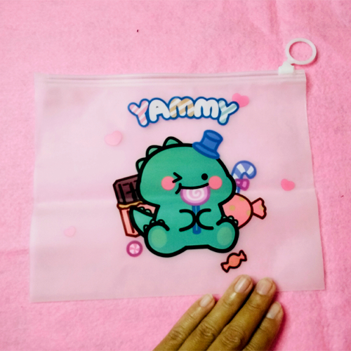 

Tas Pouch Kosmetik Tempat Pensil ziplock Transparan Motif Karakter lucu